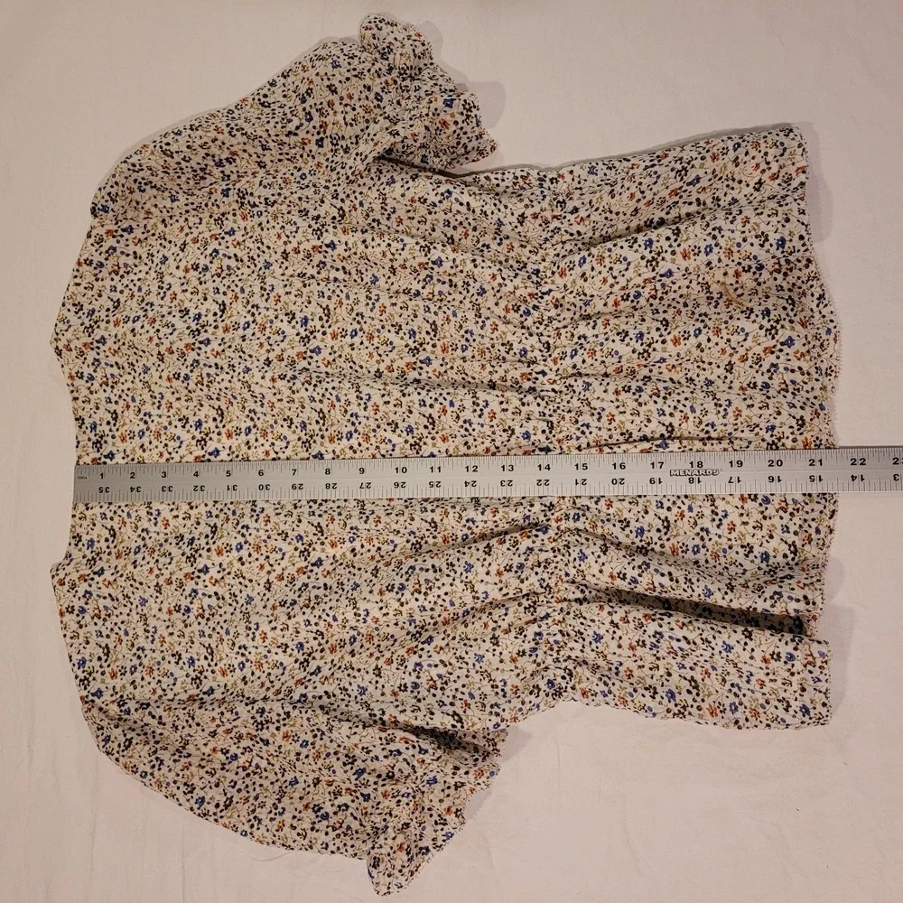 Madewell‎ Silk Floral Print Button Front Peplum Blouse, Women's Size S, Multi
